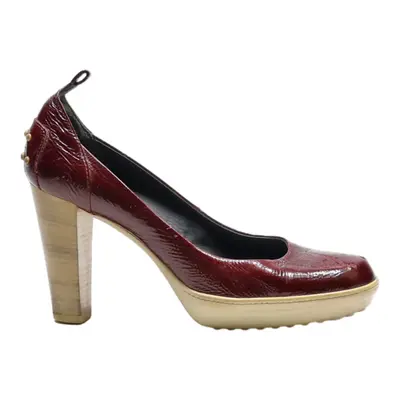 TODS Block Heels Red Leather Womens UK 5.5
