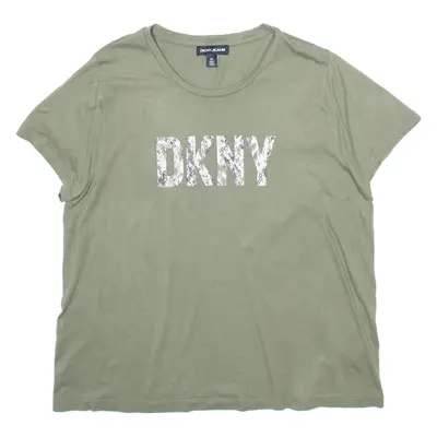 DKNY Womens T-Shirt Green XL