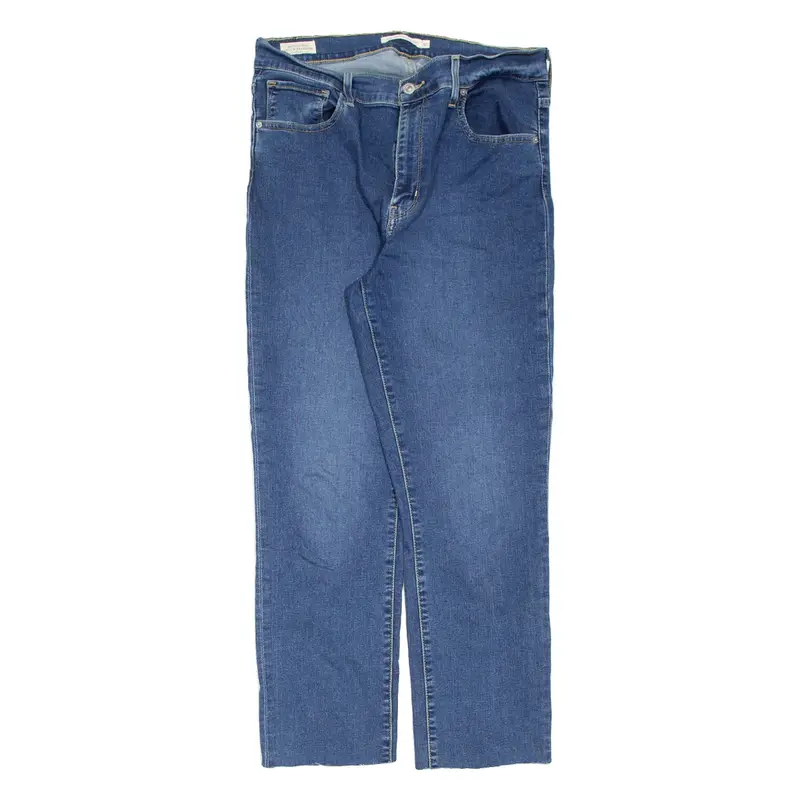 LEVI'S 724 High Rise BIG E Womens Jeans Blue Slim Straight Stone Wash W32 L26