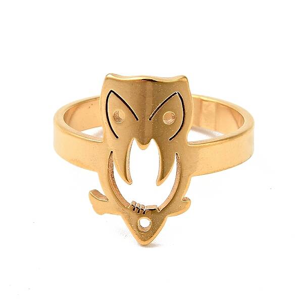 Ion Plating(IP) 201 Stainless Steel Owl Finger Ring for Women