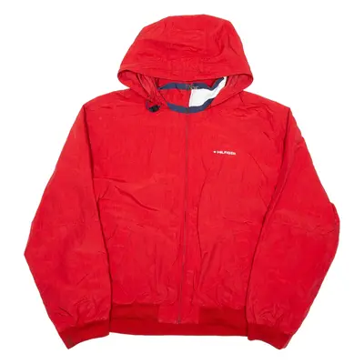 TOMMY HILFIGER Mens Coat Red Nylon Hooded XL
