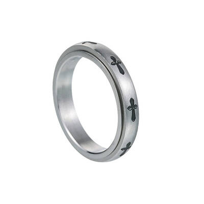 Cross Stainless Steel Rotating Finger Ring
