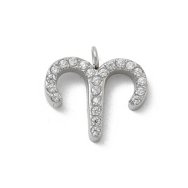 304 Stainless Steel Micro Pave Cubic Zirconia Charms