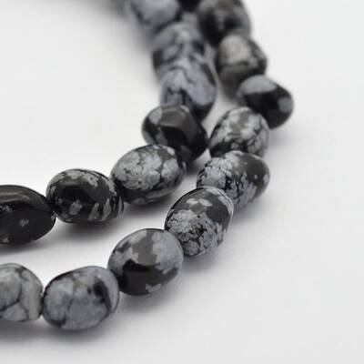 Natural Snowflake Obsidian Bead Strands
