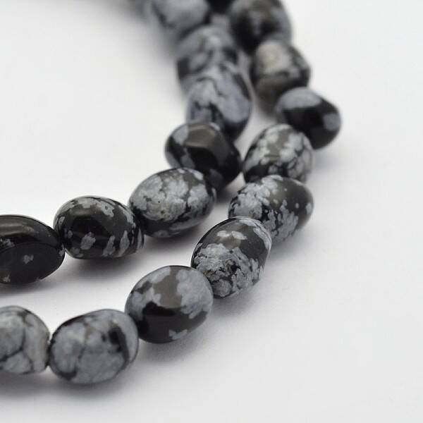 Natural Snowflake Obsidian Bead Strands