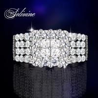 SOLIVINE 3CT Square Micro Pave Ring, S925 Silver Jewelry rings, Halo Design Engagement Ring with 5A Cubic Zirconia, Cluster W...