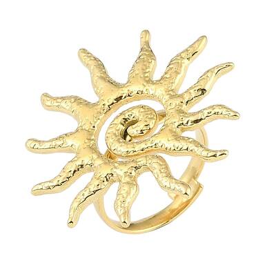 Ion Plating(IP) Textured Sun 304 Stainless Steel Adjustable Rings for Women