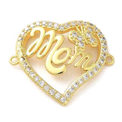 Brass Micro Pave Clear Cubic Zirconia Mama Connector Charms