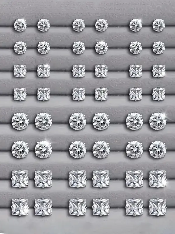 Rhinestone Decorated Stud Earrings Set, Fashionable Jewelry for Women & Men, Trendy All-match & Exquisite Jewelry for Birthda...