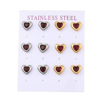 Ion Plating(IP) 304 Stainless Steel Heart Stud Earrings