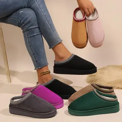 Women's Ultra-Soft Plush Slippers - Cozy Slip-On with Secure Anti-Slip Sole - Perfect for Indoor Lounging on Cold Days