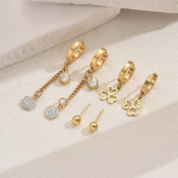 Stainless Steel Clover Earring Sets