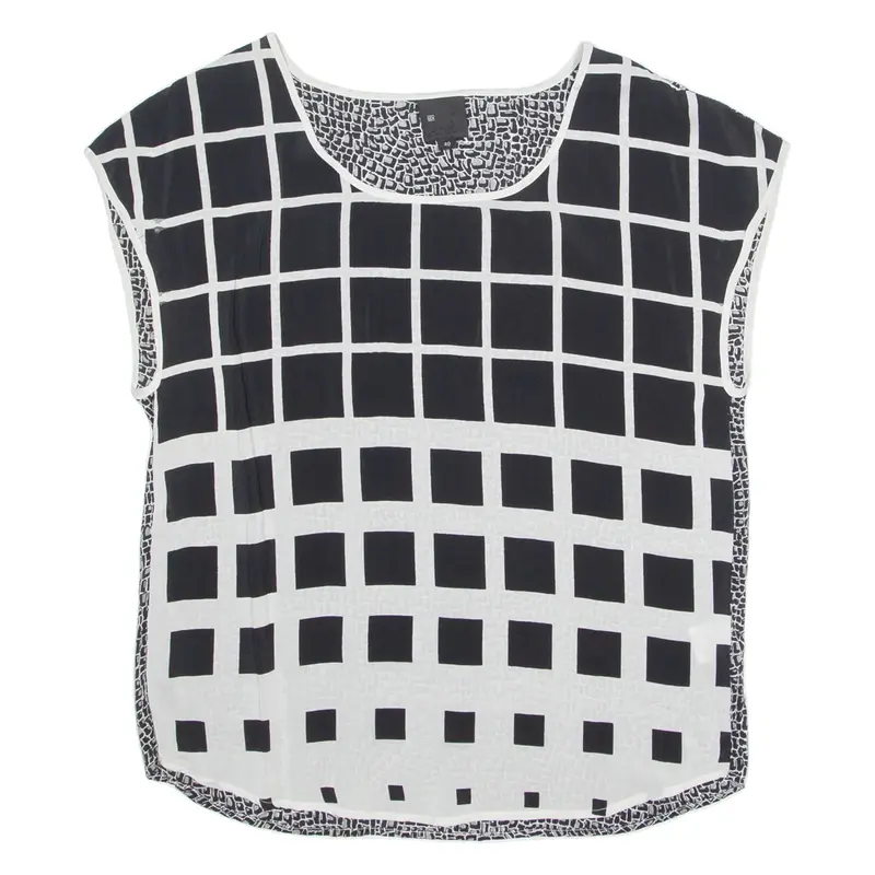 Sheer Womens Printed Top Black Check L