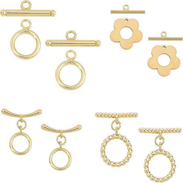 8Sets 4 Style Brass Toggle Clasps