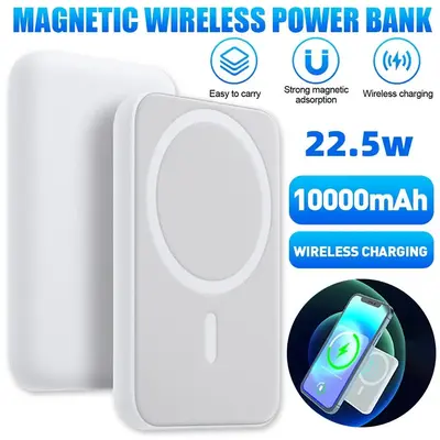 10000mAh/5000mAh Magnetic Wireless Charger Power Bank Battery Pack, 22.5W Wireless Charging Compact and Portable, Digital Dis...