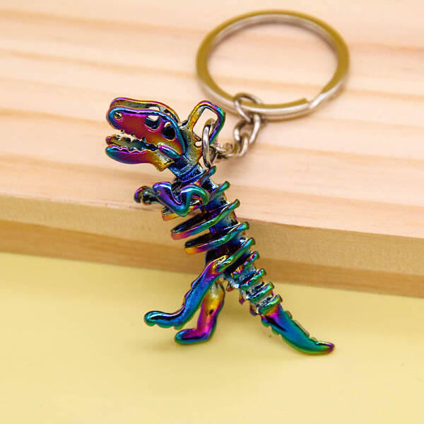 Halloween Alloy Skull Dinosaur Pendant Keychain