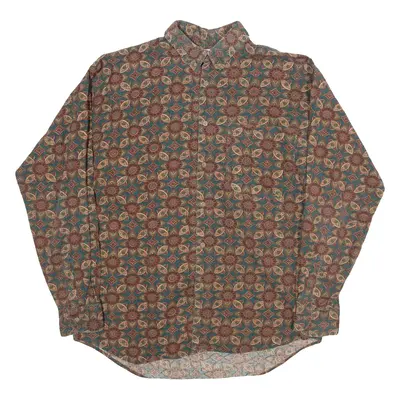CENTERFIELD Mens Shirt Red Crazy Pattern Long Sleeve M