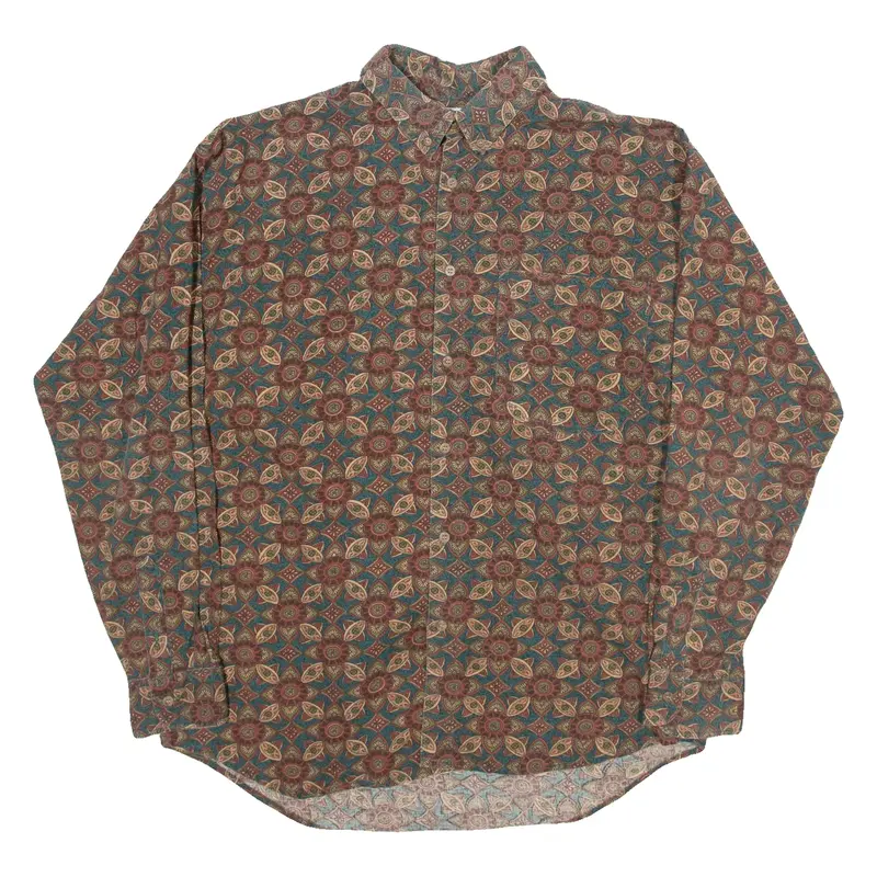 CENTERFIELD Mens Shirt Red Crazy Pattern Long Sleeve M