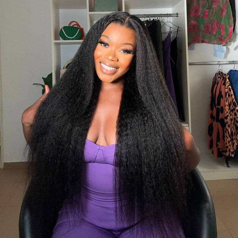 9x6 M-Cap Kinky Straight Wear Go Wig Pre Bleached Tiny Knots