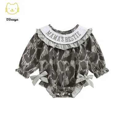 Girls Matching Sister Outfits Casual Letter Embroidery Camouflage Long Sleeve Jumpsuits/Dress for Infant Baby Clothing Romper
