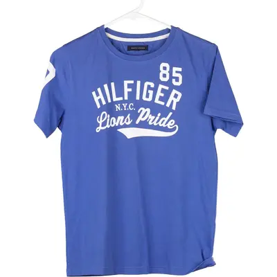 Tommy Hilfiger Spellout T-Shirt - Small Blue Cotton