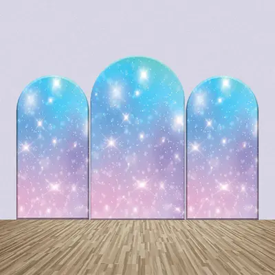 Gradient Blue Purple Pink Glitter Arch Backdrop Kit - Aperturee
