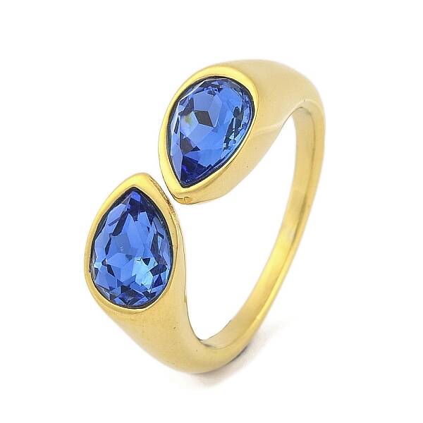 Ion Plating(IP) 304 Stainless Steel Rhinestone Teardrop Cuff Open for Women