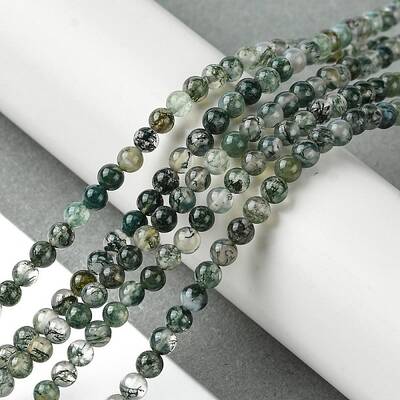 Natural Moss Agate Beads Strands