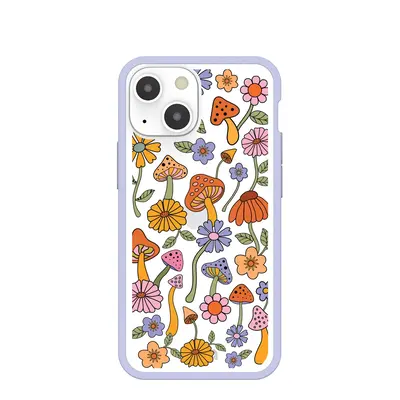 Clear Shrooms and Blooms iPhone 13 Mini Case With Lavender Ridge