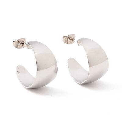 Non-Tarnish 304 Stainless Steel Chunky C-shape Stud Earrings