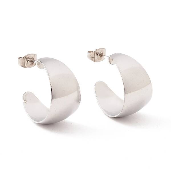 Non-Tarnish 304 Stainless Steel Chunky C-shape Stud Earrings