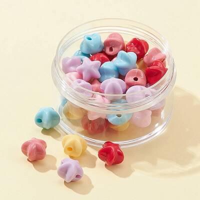 50Pcs 6 Colors Opaque Acrylic Beads