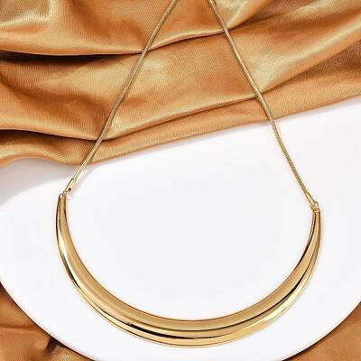 304 Stainless Steel Arc Shaped Pendant Snake Chain Necklaces for Women