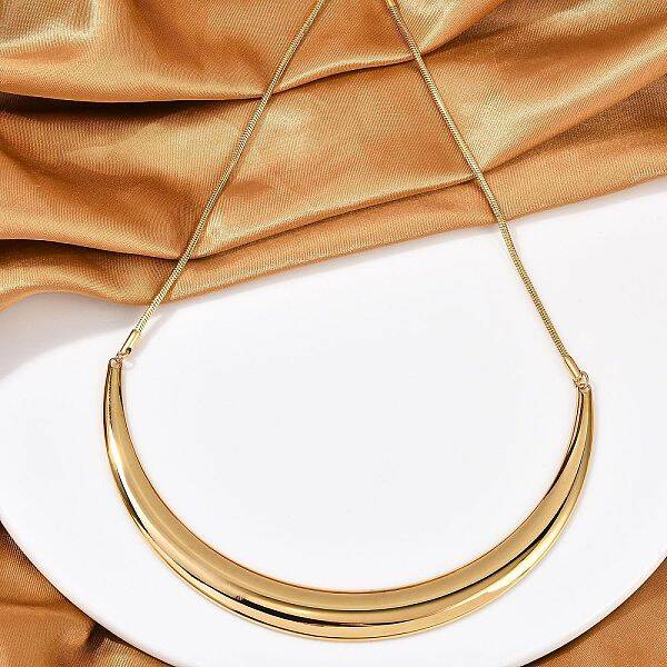 304 Stainless Steel Arc Shaped Pendant Snake Chain Necklaces for Women