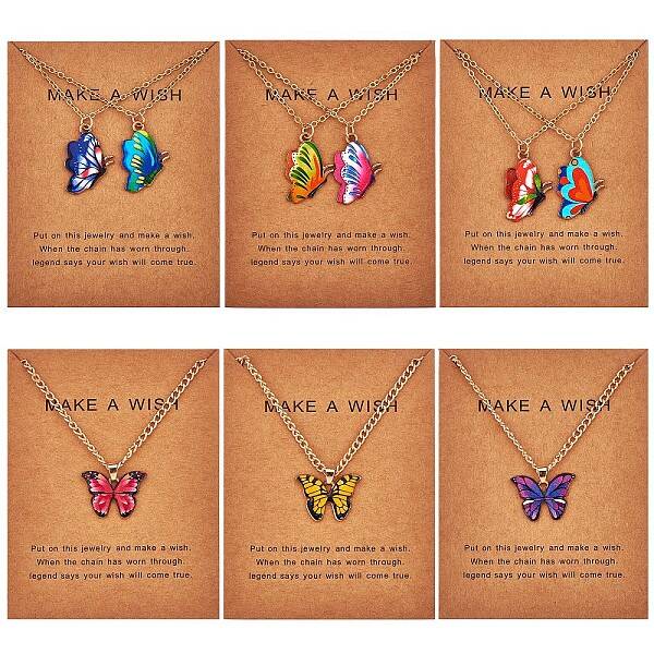 6Pcs Butterfly Pendant Necklaces for Women