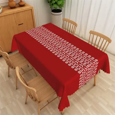 Christmas Bar Pattern Red Tablecloth For Dining Decor - Aperturee
