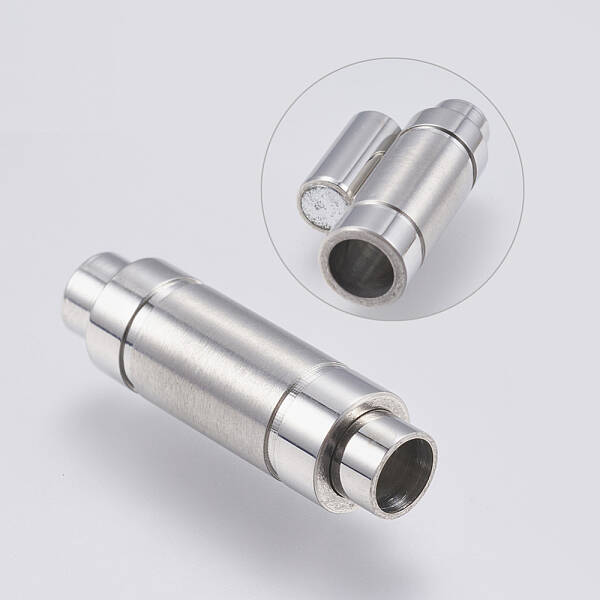 Tarnish Resistant 304 Stainless Steel Magnetic Clasps with Glue-in Ends