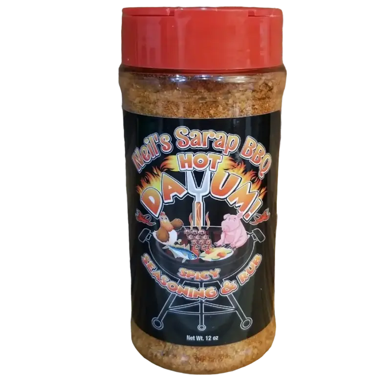 Neil's Sarap BBQ Hot Dayum Seasoning & Rub (Select a size) All Purpose low sodium barbecue Flavor Natural Spice Chicken Taffy
