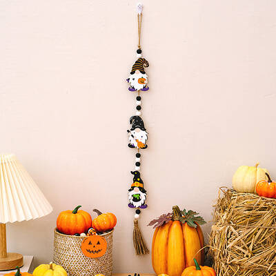 Halloween Wood Bead Tassel Tree Ornaments