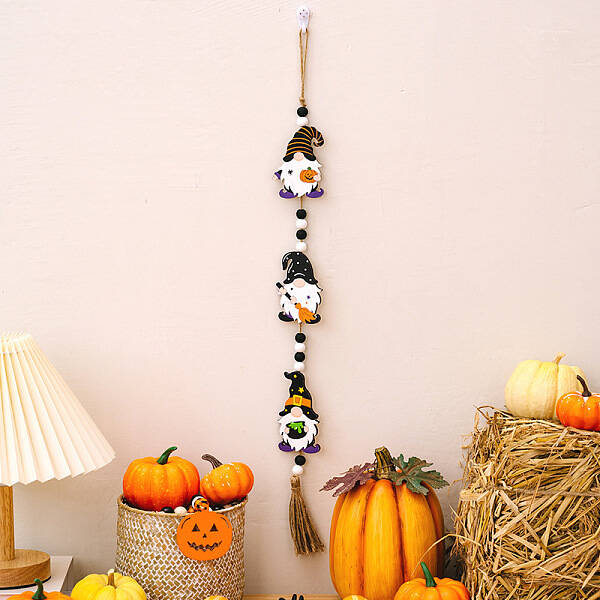 Halloween Wood Bead Tassel Tree Ornaments