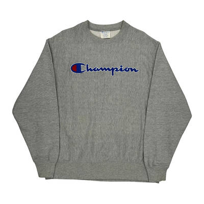 Reverse Weave Champion Sweatshirt - Large Grey Cotton Blend
