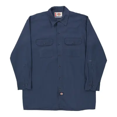 Dickies Shirt - Large Navy Cotton Blend