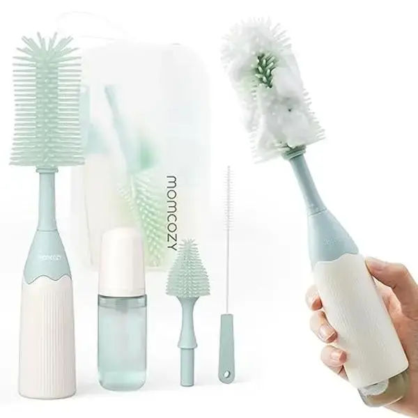 Momcozy Bottle Brush Kit, Innovative Push-Press Design for Better Cleaning - Baby Bottle Cleaner Brush for Baby Bottle, Breas...