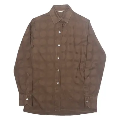 BRUNO Womens Shirt Brown Collared Long Sleeve Spotted S