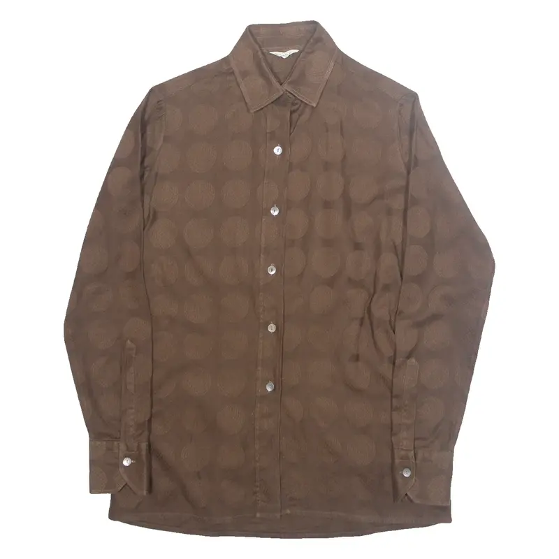 BRUNO Womens Shirt Brown Collared Long Sleeve Spotted S