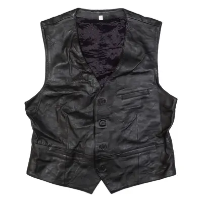 Mens Biker Waistcoat Black Leather M
