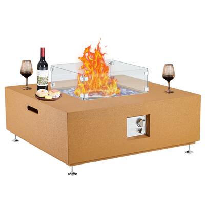 Garvee 36 50000 BTU Propane Fire Pit Table with 13 Ice Bucket & Wind Guard - Fire Glass Beads, CSA Certified Outdoor Fire...