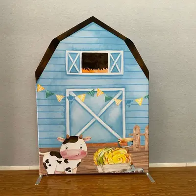 Blue Farm Barn Birthday Party Arch Backdrop