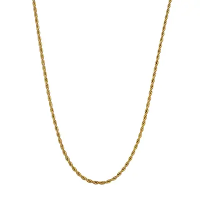 Sterling Silver with Yellow Gold Plated Rope Chain Necklace for Men 3mm