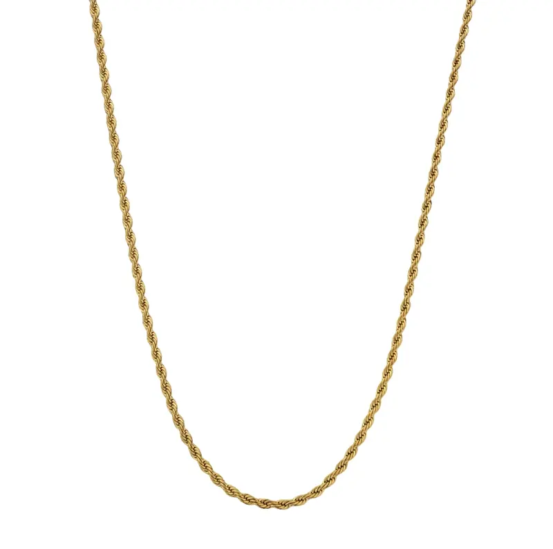 Sterling Silver with Yellow Gold Plated Rope Chain Necklace for Men 3mm